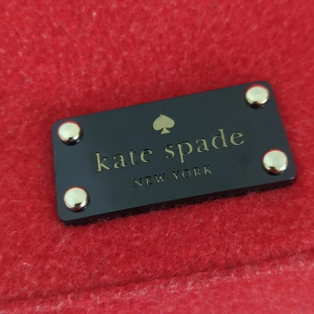 Kate Spade Red Wool & Patient Leather Shoulder Bag